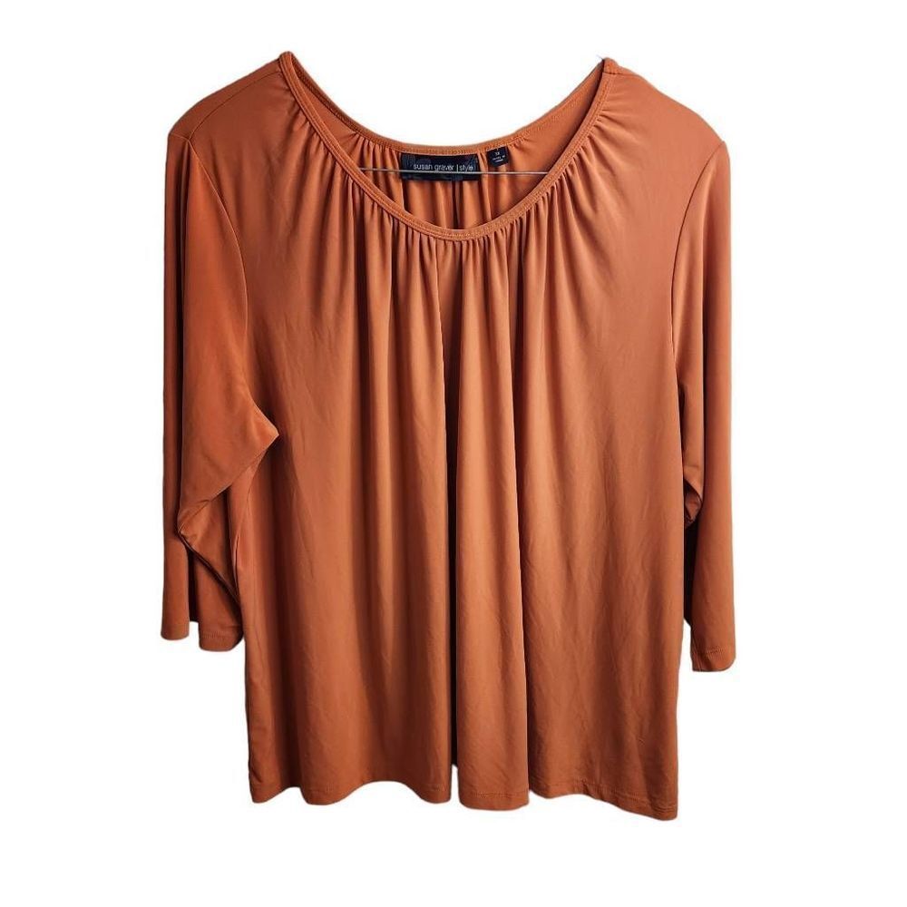 Susan Graver Style Pumpkin Spice Orange Top Size 3x
